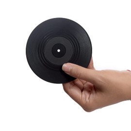 Mini Vinyl Record Coasters - Set of 2 Cool Music Coasters with Designed Album Cover Decorations - Housewarming Gift for Music Lovers (CS051)