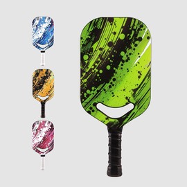 TADHG Pro Pickleball Paddle Edge-Free Thermoformed T700 Raw Carbon Fiber Face with High-Grit Spin Surface 16mm PP Honeycomb Core 8.19oz Racket for Competitive Play (Green Splash)