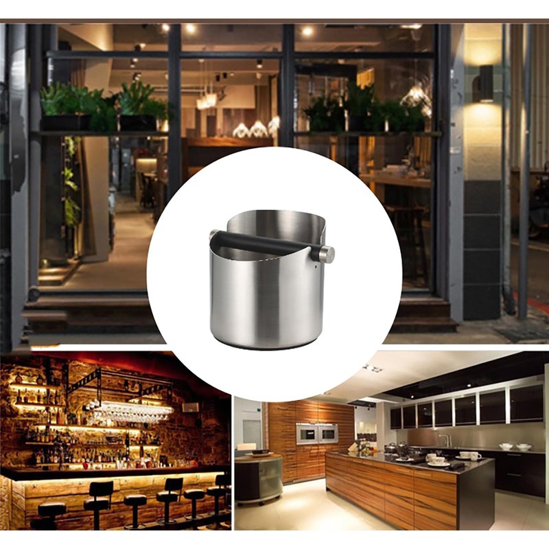 Espresso Knock Box, Stainless Steel Coffee Grounds Container with Removable