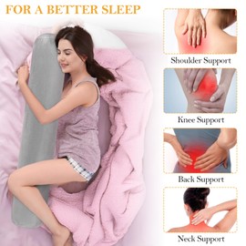 Prasacco Round Body Pillow Cover, Round Bolster Roll Body Pillowcase Full Body Pillow Case Pillowcase Soft Body Pillow Cover with Zipper for Bedroom, Living Room (7.9 x 47Inch/20 x 120cm, Gray)