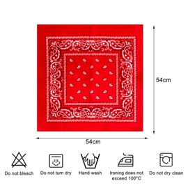SJUNJIE Pack of 8 Bandanas 54 x 54 cm Bandana Women's Large Retro Style Bandana Men Soft and Breathable Unisex Can Be Worn as a Tie Mask Bandana and Headband, red