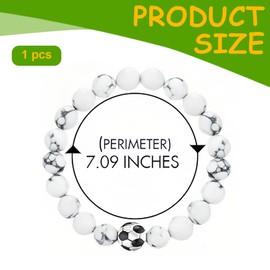 SIRLOMU Football Bracelet, Football Gifts for Boys, Teenagers, Grandson, Nephew, Brother, Graduation, Natural Stone, Stainless Steel, Unisex, Contemporary, Sliding Clasp, Bead Chain, Wristband