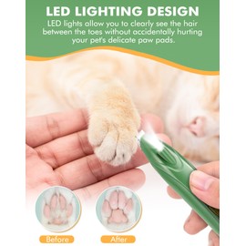 LEYOUFU Dog Clippers for Grooming, Cordless Dog Grooming Kit for Small Dogs with LED Light, Rechargeable Low Noise Cat Hair Trimmer for Grooming Pet Hair Around Paws, Eyes, Ears, Face, Rump (Green)