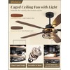 52 Inch Farmhouse Ceiling Fan with Light and Remote, Black