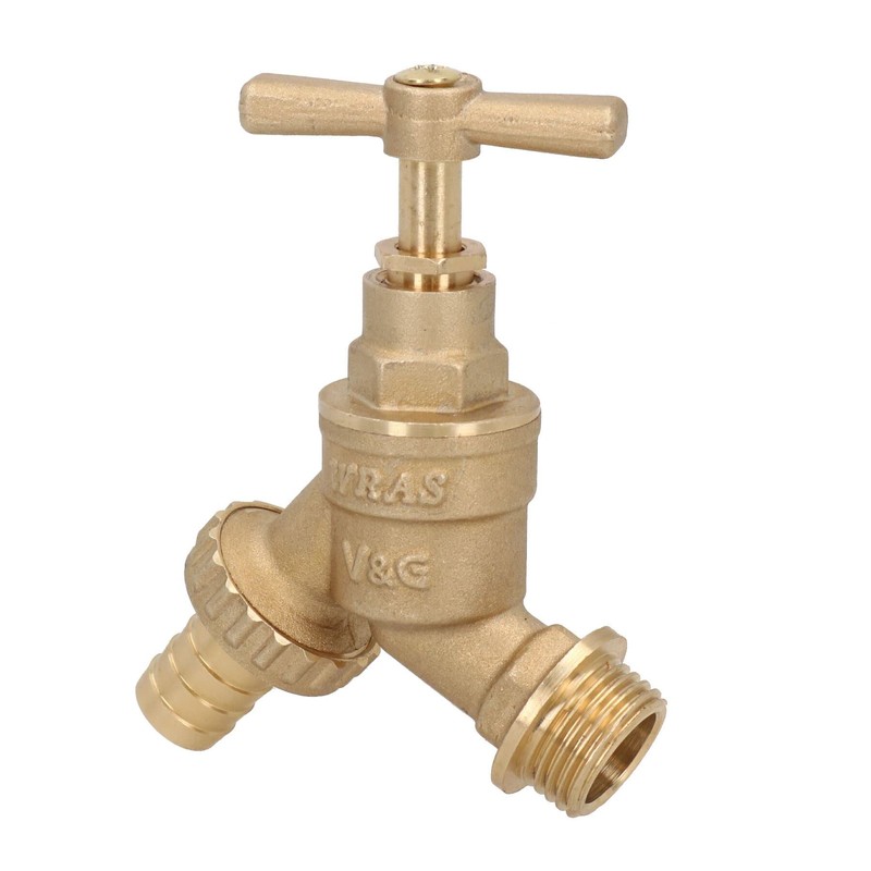 1/2" Hose Barb Tail Bib Tap Outdoor Water Wall Plate