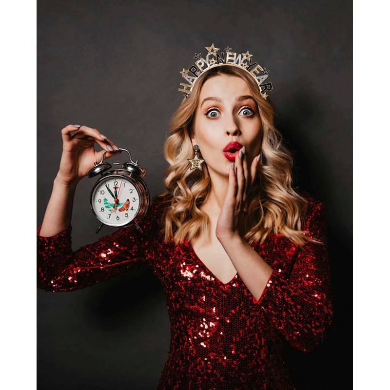 New Years Headband Glitter Star Happy New Year Crown Tiara