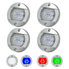 SMIXCTEK Marine Boat Interior Lights 4Pcs RGBW, 3’’ Round Waterproof Boat Deck Courtesy Light, 12V Stern Transom Anchor Navigation Light for Boats Led