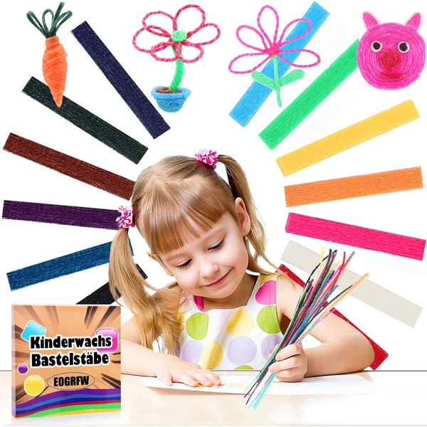 EOGRFW 500 Stück Wachsstäbchen für Kinder, Klebrige Wachs Garnstäbchen, Craft