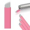 30PCS Disposable U18 Microblading Blades – 0.18mm Pink Nano Needles, 18-Pin U Shape for Eyebrow Tattoo Manual Pen (30PCS 14CF)