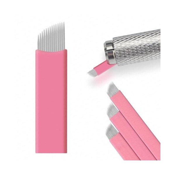 30PCS Disposable U18 Microblading Blades – 0.18mm Pink Nano Needles,