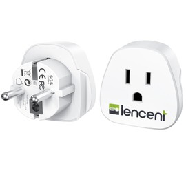 LENCENT 2X Adaptador de Enchufe Europeo, Convertidor Enchufe Schuko para Europa, Adaptador de Toma de Corriente de México a Europa, Alemania, Francia, Rusia, Islandia, España, etc. (Tipo E/F)