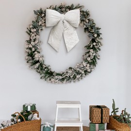 KI Store Christmas Bows Christmas Bow Large 54 cm Velvet Bows & Ribbons Tree Decoration (White, XL)