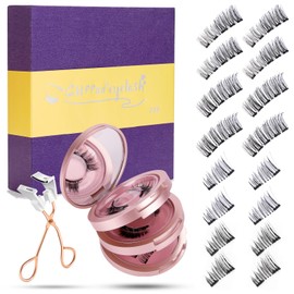 Magnetic Eyelashes without Eyeliner 4 Pairs Natural Look 3D Magnetic False Eyelashes with Pliers Reusable False Magnetic Eyelashes Waterproof Durable