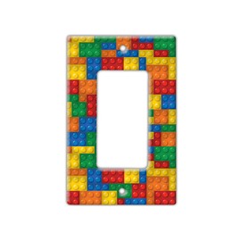 Decorative Wall Switch Cover Plate - Building Blocks Decor Switch Plate - Multi-colored Additional Nursery and Playroom Decor (Single Rocker Switch Cover)