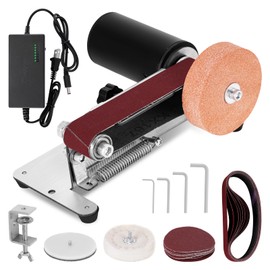 Mini Electric Belt Sander Waterproof Small Bench Grinder Knife Sharpener, Seven Speed Control, for Woodworking, Metalworking