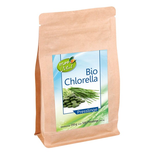 KOPP Vital® Organic Chlorella Pellets | Vegan | 200 g | 500 Pellets of 400 mg | Organic Quality
