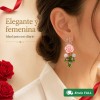 Aretes Plata 925 Oro 14k Rosa Flor Perla Zirconia Mujer