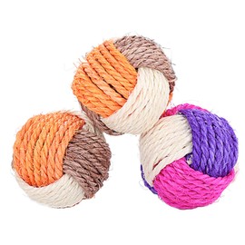SUNTRADE 3Pcs Cat Toy Sisal Ball Pet Scratching Ball Chew Eco-Friendly Toy Pets Interactive Toy Bite and Wear Resistant(Random Color)