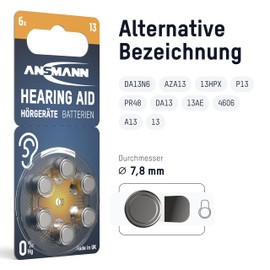 Ansmann ANSMANN Hörgerätebatterien Typ 13 orange P13 PR48 ZL2, 120 Stück, Sparpack, Batterien für Hörgeräte & Hörhilfen, leicht greifbar