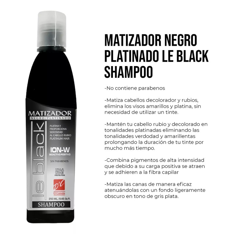 D'Conde Shampoo Matizador Negro Para Cabello Platinado D'conde 250ml