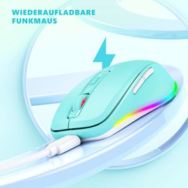 seenda Kabellose Maus LED, Wiederaufladbar Maus Kabellos mit Maus Jiggler, Leise 2.4G USB Funkmaus für Laptop, Computer Wireless Mouse Beleuchtet DPI 2000 für PC, Windows, MAC OS-Grün