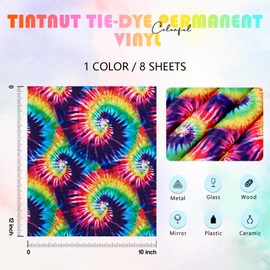 Tintnut Tie Dye Permanent Vinyl - 8 Sheets 12inchesx10inches Gradient Adhesive Vinyl Seamless Color Permanent Vinyl Sheets Outdoor Vinyl Compatible with Cricut Or Silhouette