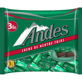 Andes Creme De Menthe Thin Mints - 3 Pounds of Bulk After Dinner Mints - Rectangular Chocolate Sandwich Mint Candies - 48 Oz Bag