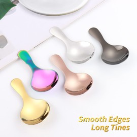 Dessert Spoon Stainless Steel, 18/10 Soup Spoons, Modern Thick Short handle 304 Stainless Steel Korean Spoon,Metal Spoons for Dessert,Milk,Tea,Coffee, Set of 5