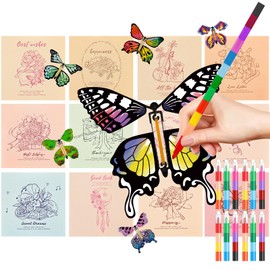 SANYIYIBA 36 Pcs Pop up Cards Painting Butterfly Craft Kit,Flying White Butterflies,Foldable Greeting Cards,Stacking Crayons,Celebration Birthday Wedding Thanksgiving,Party Gift for Friends Family