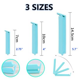 12 PCS Plastic Chip Clips – Food & Snack Bag Sealing Clips, 3 Sizes (2.75", 4", 5.7"), 4 Bright Colors – Airtight, Durable