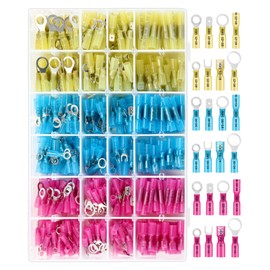 Hoteam 1200 Pcs Heat Shrink Insulated Electrical Wire Connectors Kit Wire Crimp Terminals Butt, Ring, Spade, Fork Quick Disconnect Assortment Kit with Storage Box for Automotive Marine Boat Truck