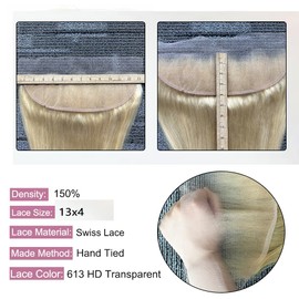 613 Lace Frontal Straight 18 Inch 134 100% Russian Blonde Human Hair Ear To Ear Hd Transparent Lace Closure With Baby Hair 150% Density Natural Hairline Real Invisible Dirty Platinum Glueless Closure