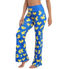 HDE Pantalones de pijama para mujer, pierna ancha, ropa de dormir, casual, sueltos, pantalones de pijama, Ducks, 2X