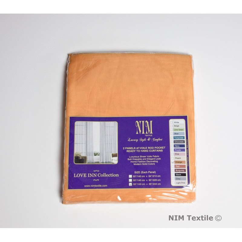 NIM Textile Elegant Sheer Voile Curtains Panels, Rod Pocket Top,