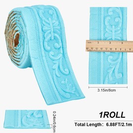 CRASPIRE 6.88FT x 3.15 Inch Crown Molding Peel and Stick Flexible Foam Trim Blue Self Adhesive Wallpaper Border 3D Sticky Decorative Wall Edging Foam Baseboard Mirror Border Wall Lines Hotel DIY Decor