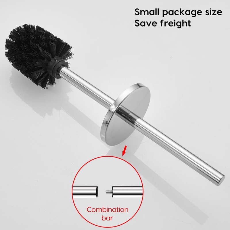 Toilet Brush and Brush Holder, Stainless Steel No-Punch Hook Base