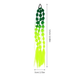 Ipetboom Bubble Braids Hair Extensions Rave Braids: 1 Pairs Green Hair Extensions with Hair Ties, Festival Rave Hair Extensions Crazy Hair Day Accessories for Girls Color Hair Extensions
