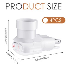 Plug in Light Socket, Outlet to Light Socket Adapter 3 Prong 360° Rotatable Plug with On/Off Switch Bulb Adapter(4 Pcs)