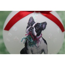 D121 Hand-made Christmas Ornament dog Boston Terrier You said it was my stocking