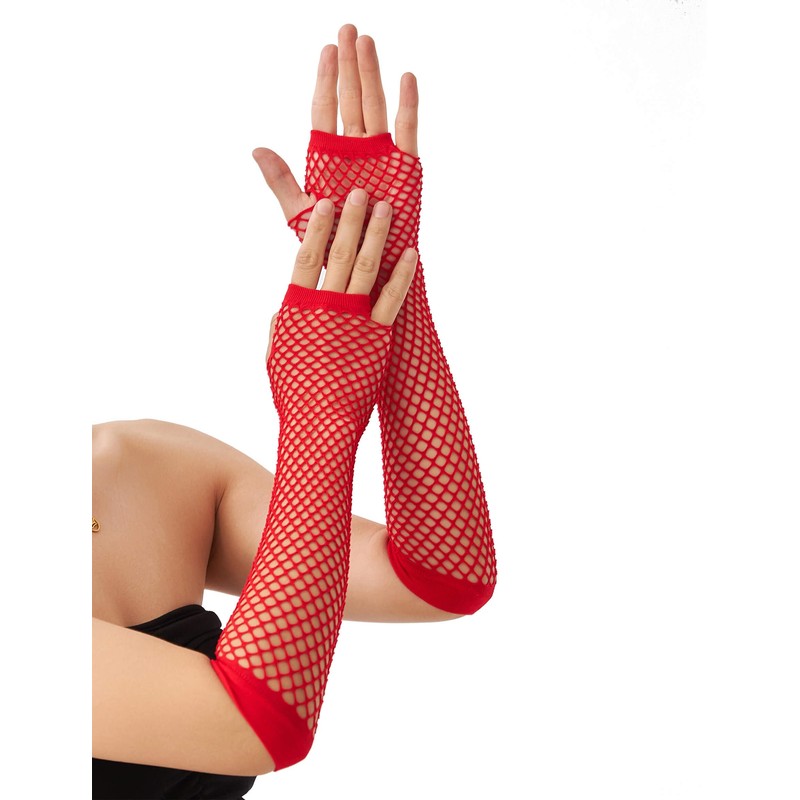 OTPEH Lone Fishnet Gloves Fingerless For Women Fish Net Arm