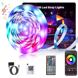 Ledagic Led Lights for Bedroom 50 ft (1 Roll), 30LEDS/M Smart Led Strip Lights with App Remote Control, RGB Music Sync Color Changing Lights for Bedroom, Kitchen, Party, Home Decoration