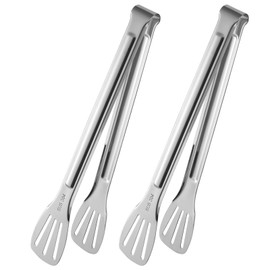 olyee Set of 2 Kitchen Tongs, Stainless Steel Barbecue Tongs, 28 cm Tongs, Non-Slip Barbecue Tongs, Garden Meat Tongs, Cooking Tongs, Dishwasher