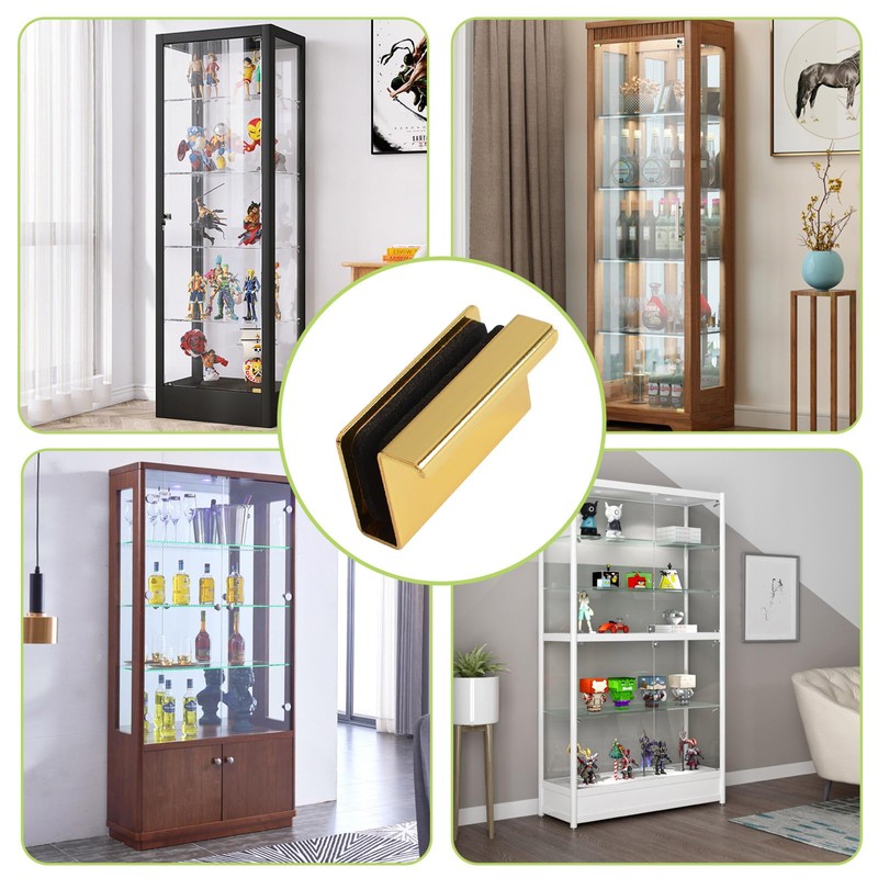 UFURMATE 4Pcs Gold Glass Finger Pull Handles for Drawer, Cupboard,