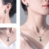 JIANGXIN 18"~20" Pear cut Green Emerald 925 Sterling Silver Pendant
