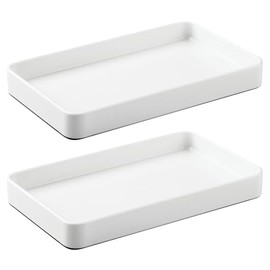 iDesign Steel Vanity Bathroom Organization and Storage-Set of 2-White Towel Tray