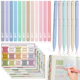 DazSpirit Bible Journaling Kit, 12 Pastel Bible Highlighters and 6 Pens with 90 Laminated Tabs, Bible Study Kit for Women & Men Office School, Christian Study Supplies