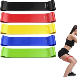 Bandas Elasticas Musculación, 5 Niveles de Bandas de Resistencia para Gluteos Cadera Piernas Brazos Set de 5 Cintas Elásticas Fitness Musculación para Entrenamiento Deporte Yoga Pilates