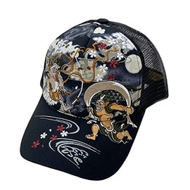 Ken Onishi Sales Embroidered Mesh Cap Wind God and Thunder God/Black Size: One Size Fits All H26-SM11
