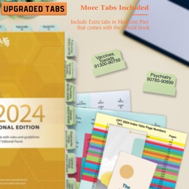 Upgraded Index Tabs for CPT 2024 Professional Edition (AMA), 96 Book Tabs, Color-Coded with Alignment Card & Page Numbers Sheet & Bookmark, Laminated Durable, Book Not Included