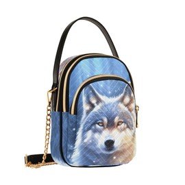 Mnsruu Crossbody Bag for Women Wolf in Snowy Handbag Small Shoulder Bag with Detachable Chain Strap Multiple Pockets